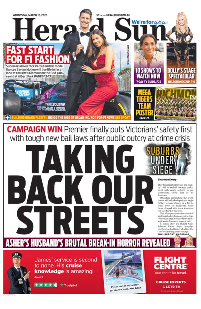 Herald Sun front page March 12.