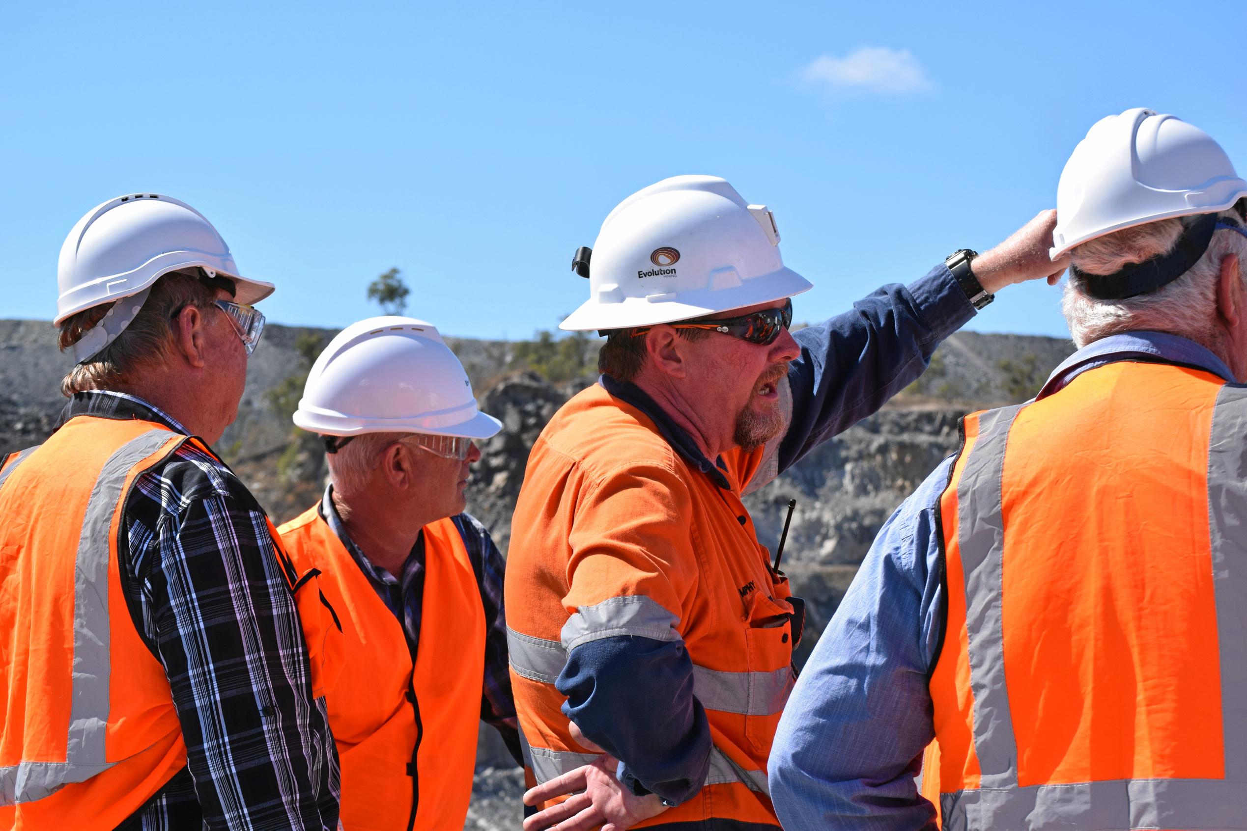 Tim Murphy speaks to people on the mine tour about the operation. Picture: Marissa Newman