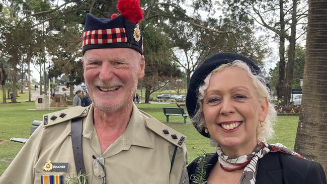 Gympie Anzac Day service 2022 - Colin Boucher and Angelique Clarey.