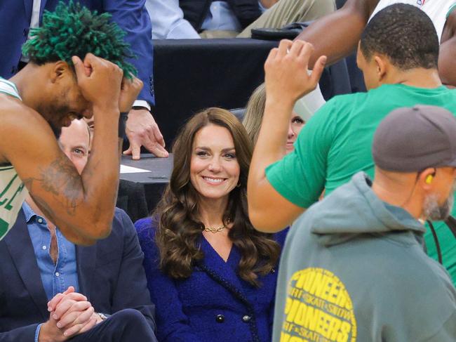 Catherine looked amused during an NBA game between the Boston Celtics and the Miami Heat at TD Garden in downtown Boston. Picture: AFP.