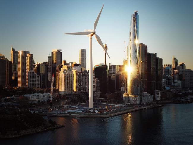 WInd turbine fan comparison with barangaroo