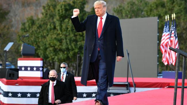 Donald Trump arrives at a rally in Newtown, Pennsylvania, over the weekend. Picture: AFP