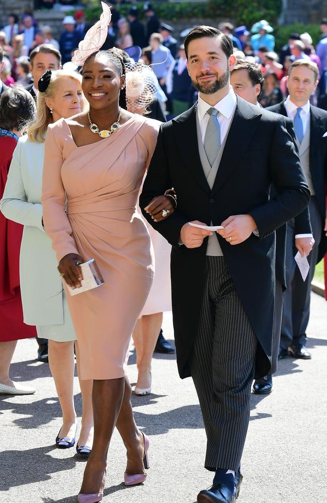 Serena Williams and Alexis Ohanian mixed in well-heeled circles, attending Meghan Markle and Prince Harry’s wedding last May. Picture: AFP 