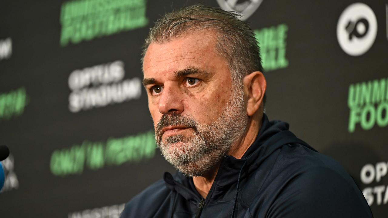 Ange Postecoglou fired back at a German journalist's odd press conference stunt. (Photo by Daniel Carson/Getty Images)