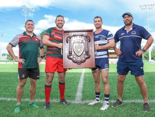 Darwin Rugby Union Grand Final preview pics - from L South Darwin Jack Horner , Brad Hunt and Casuarinas Zach Phillips and Joe Albert.Picture Glenn Campbell