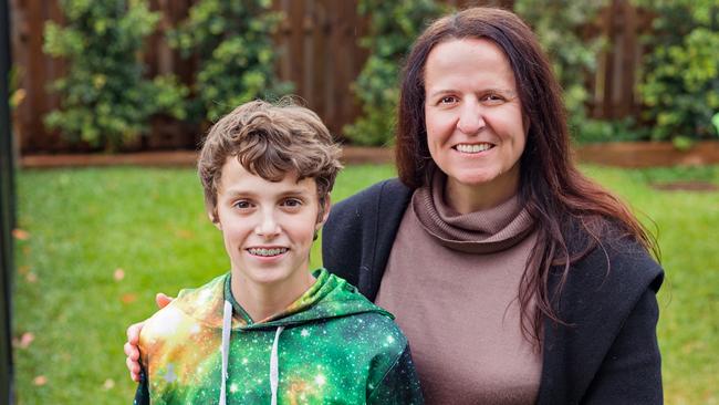 Natalie Lindsay with son Kane, 12. Picture: Meredith Bauer