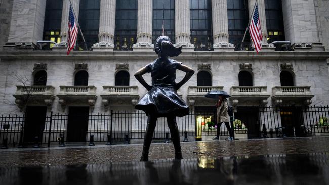 The Fearless Girl statue in front of the New York Stock Exchange. Picture: AFP