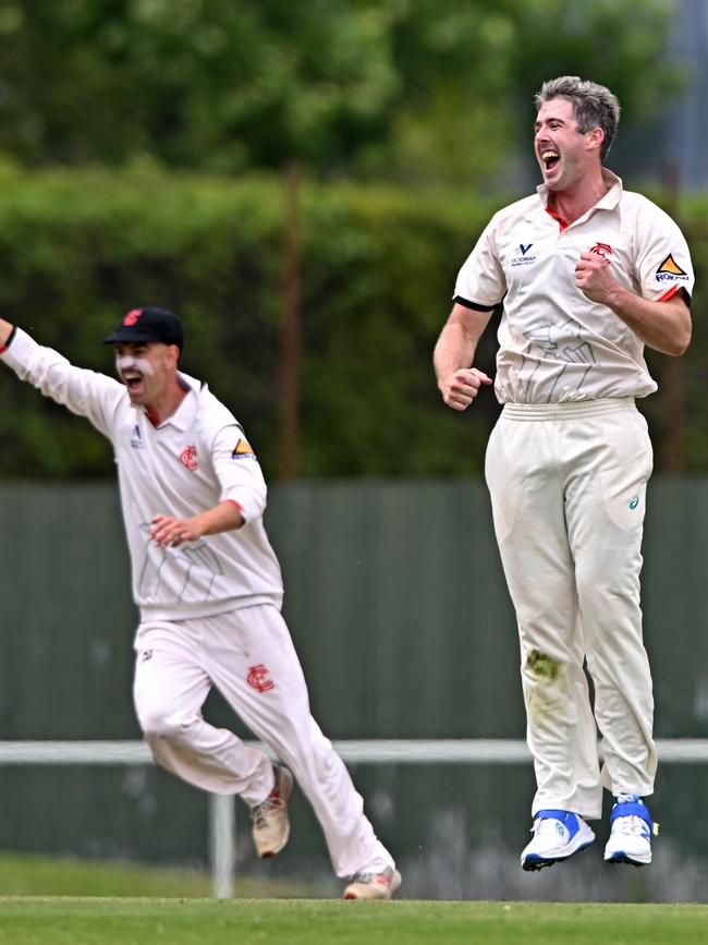 Essendon’s Tom O’Donnell jumps for joy. Picture: Andy Brownbill