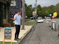 A still from a video Fahrenheit Cafe owner Logan Dart posted showing his new drive-through coffee bay at East Gosford. Picture: supplied