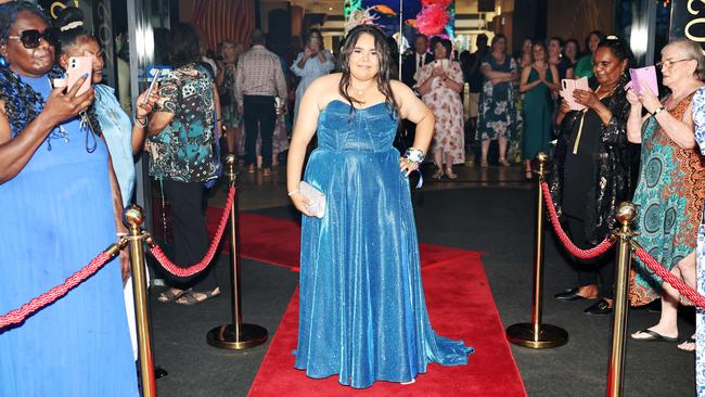 Terri-Lee Shepherd arrives at the Mount St Bernard College senior formal evening, held at the Pullman Reef Hotel Casino. Picture: Brendan Radke
