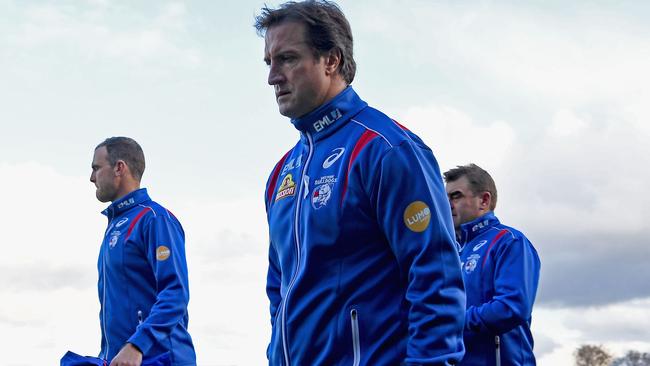 A dejected Luke Beveridge at Ballarat on Saturday. Picture: Getty Images