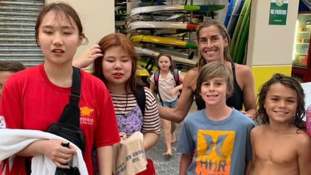 The two Korean tourists thanked their rescuers after they were saved by Glenelg Surf Life Saving Club nippers, including Angus Ganley, 11, Astin Rouvray, 11.