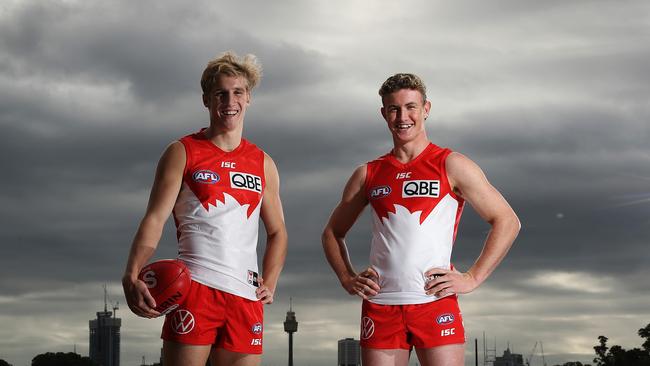 Dylan Stephens and Chad Warner will make their Swans debut this weekend. Picture: Brett Costello