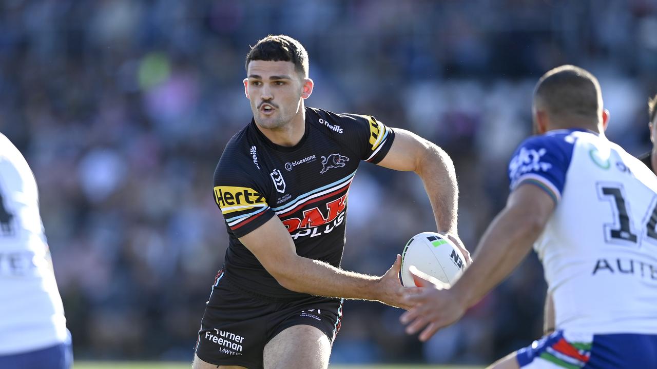 Nathan Cleary produced another masterclass performance, including a try assist while missing a boot. Picture: NRL Imagery.