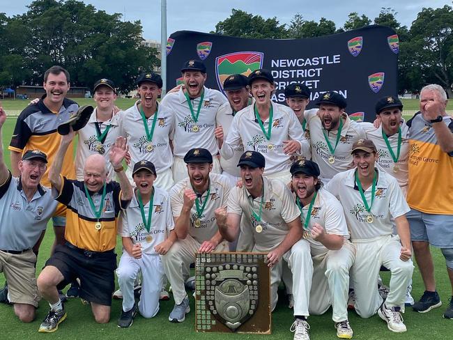 The Wallsend Tigers' first grade team after taking out the 2022/23 Newcastle District Cricket Association grand final. Picture: NDCA