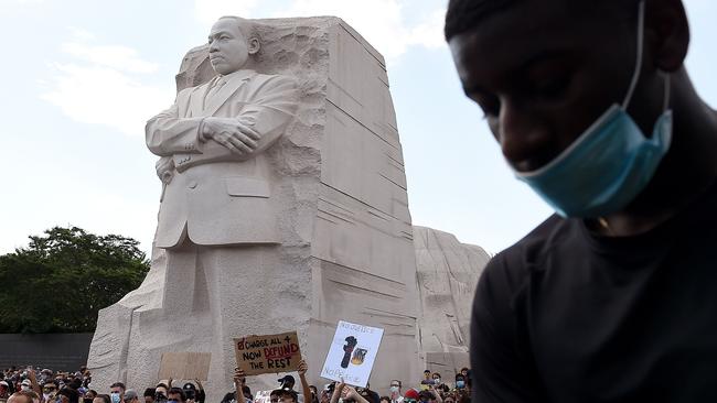 Demonstrators gather at the Martin Luther King memorial to protest the death of George Floyd. Picture: AFP