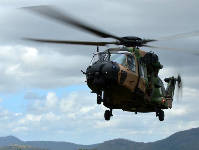 MRH-90 Taipan helicopter flight around Townsville. Taking off at Cape Cleveland. Picture: Evan Morgan