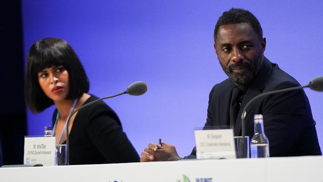 Actor Idris Elba and his wife Sabrina Elba speak to promote action for greener, fairer and more sustainable food systems at COP26. Picture: Getty