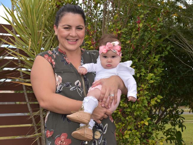 Marian mum Jacinta Rodrigues Teodoros with her daughter Vivienne, 5 months, who was voted Mackay's Most Stylish Baby for 2020. Picture: Heidi Petith