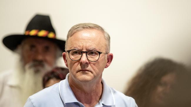 Prime Minister Anthony Albanese’s trip to Alice Springs shows pressure is mounting on the Labor leader ahead of a referendum on the voice. Picture: Liam Mendes / The Australian