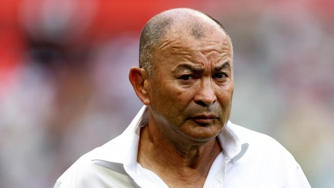 PARIS, FRANCE - SEPTEMBER 09: Eddie Jones, Head Coach of Australia, looks on prior to the Rugby World Cup France 2023 match between Australia and Georgia at Stade de France on September 09, 2023 in Paris, France. (Photo by Chris Hyde/Getty Images)