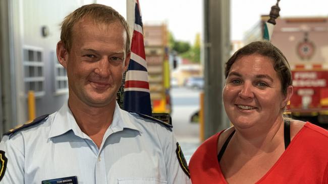 Tom and Anja Brown at the Mackay Fire Station on January 24, 2023. Picture: Duncan Evans