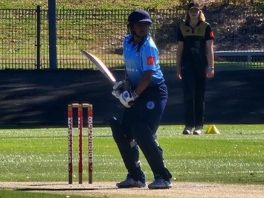 Neha Joshua was all attack against Tasmania. Picture: Parramatta District Cricket Club