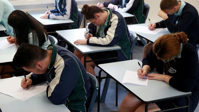 Students complete the HSC exams in 2018. Picture: Toby Zerna