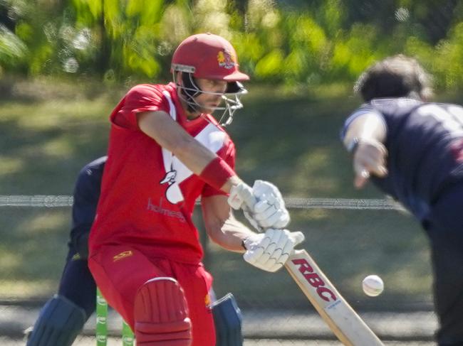 Premier Cricket: Prahran v Casey South Melbourne. Michael Wallace batting for Casey. Picture; Valeriu Campan