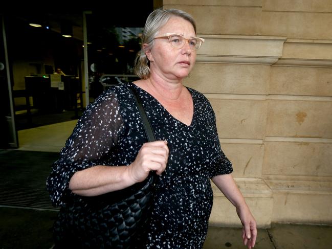 Veronica Theriault leaves the Adelaide Supreme Court in Adelaide, Monday, March 25, 2019. (AAP Image/Kelly Barnes) NO ARCHIVING