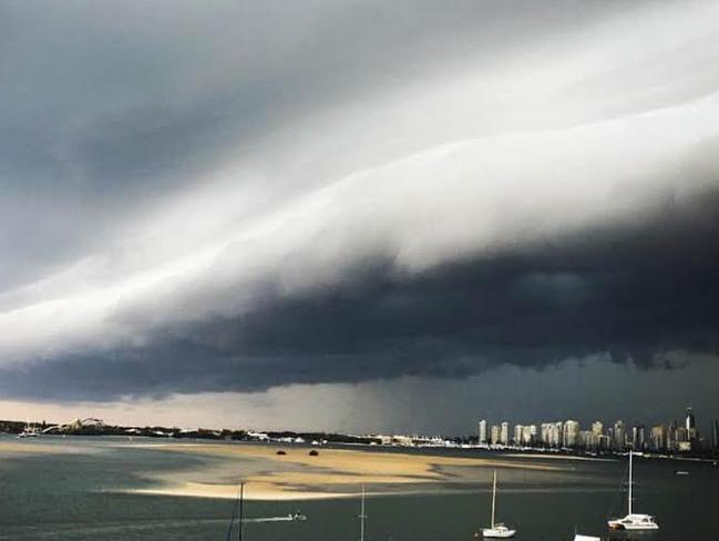 A severe thunderstorm lashed the Gold Coast and northern New South Wales this afternoon and into the evening. While the rain and hail sent most people diving and running for cover, some budding photographers snapped away at the dark cloud formations. This photo was taken by Petula Jones