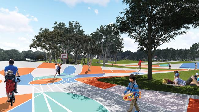 Artists impressions show sport facilities and picnic areas.