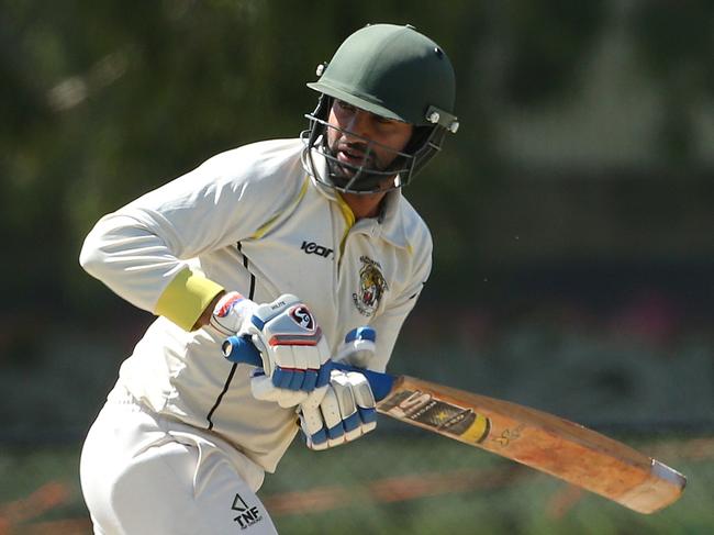 VTCA Cricket: Yarraville Club v Sunshine United: Neeten Chouhan of Sunshine batting on Saturday, March 6, 2021 in West Footscray, Australia