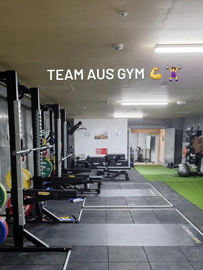 The gym where athletes will be keeping up their fitness. Picture: Instagram