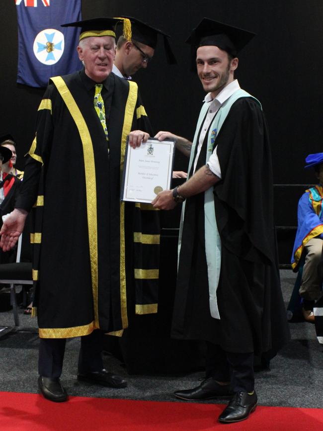 Adam Browning graduated with a Bachelor of Education (Secondary) at the CQUniversity graduation ceremony in Bundaberg on December 14, 2023.