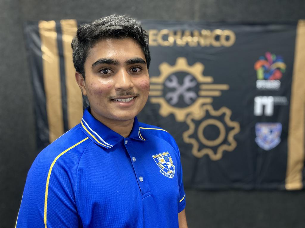 Mackay North State High School year 10 student Arya Patel is the head engineer of the Mechanico F1 team. Picture: Madeleine Graham