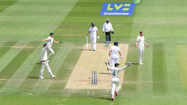 Alex Carey removed Bairstow while he was out of his crease. Picture: Getty Images