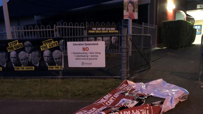 Gold Coast polling booth being set up before voting in the federal poll.