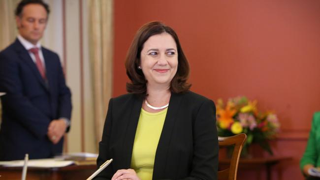 Annastacia Palaszczuk being sworn in as Queensland Premier at Government House. Pic: Jamie Hanson