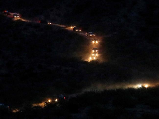 Members of the Mormon community Lebaron arrive in a convoy from the United States to the municipality of Bavispe, in the Sonora mountain range, Mexico. Picture: AFP