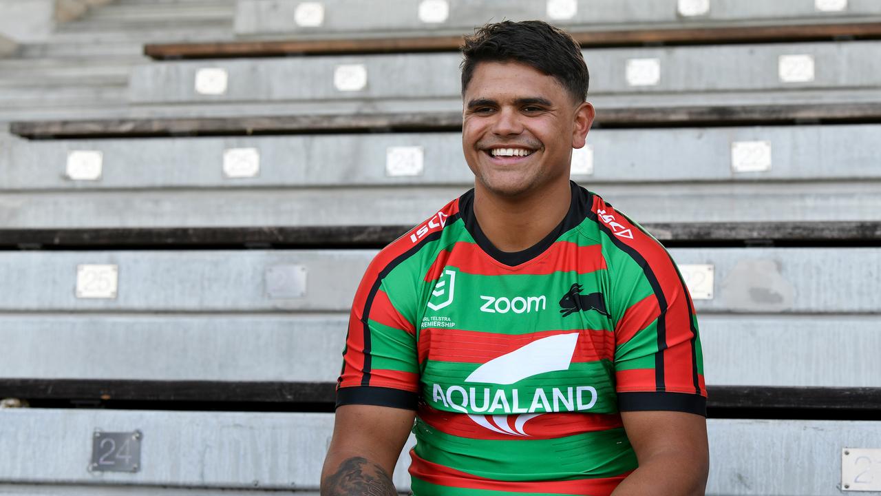 Latrell Mitchell was all smiles after officially signing with the South-Sydney Rabbitohs on a one-year deal.