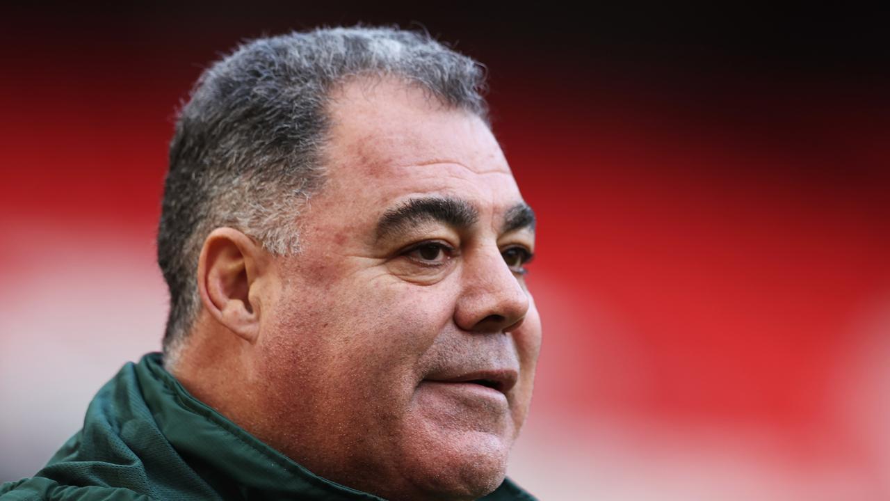 Mal Meninga, Head Coach of Australia during the Australia Captain's Run ahead of the Rugby League World Cup Final against Samoa at Old Trafford. (Photo by Matthew Lewis/Getty Images for RLWC)