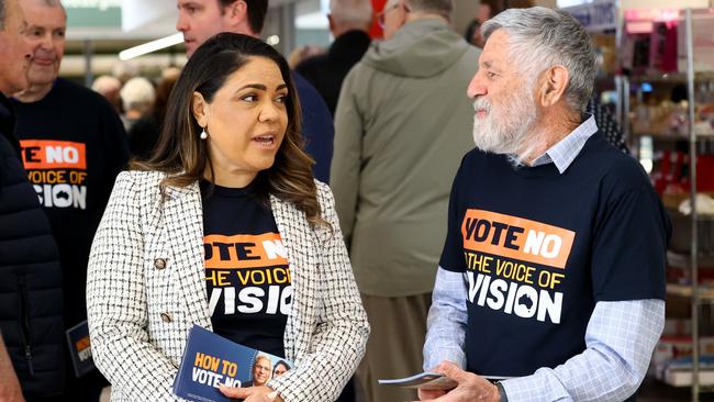 Senator Jacinta Nampijinpa Price campaigning for the No vote at the Marden Shopping centre on October 4. Picture Kelly Barnes