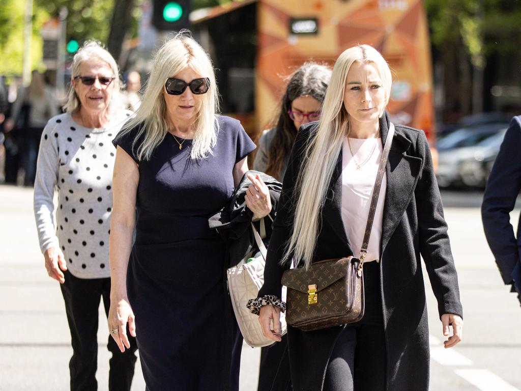 Ellie Price's grandmother, Sherry Bradford (left), mother, Tracey Gangell (centre) and sister, Danielle Price (right) arrive at the Supreme Court. Picture: Diego Fedele