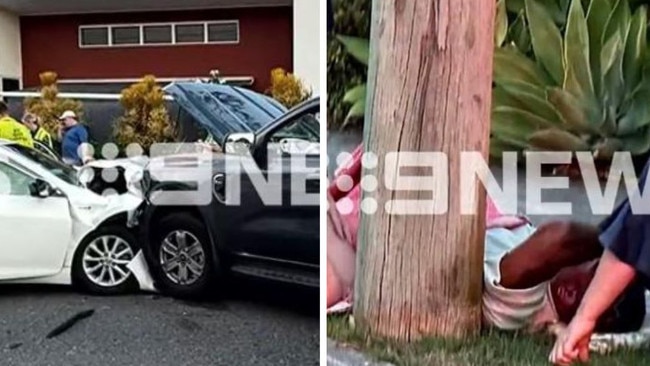 Scenes from Ezra Mam's crash, according to Channel 9.