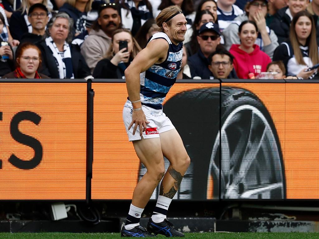 Tom Stewart suffered a setback against Carlton. Picture: Michael Willson/AFL Photos via Getty Images