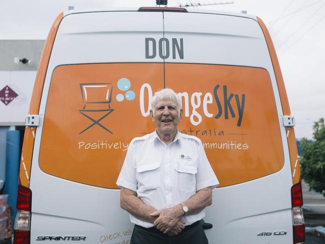 Don Leckenby with the first Orange Sky washing bus, The Don. Photo: Contributed