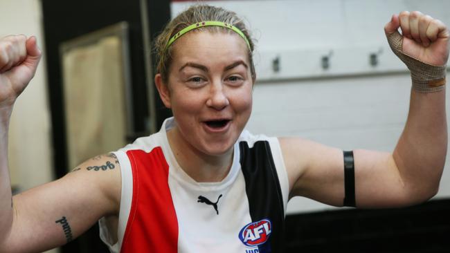 Penny Cula-Reid after playing her 150th game for St Kilda Sharks last year.