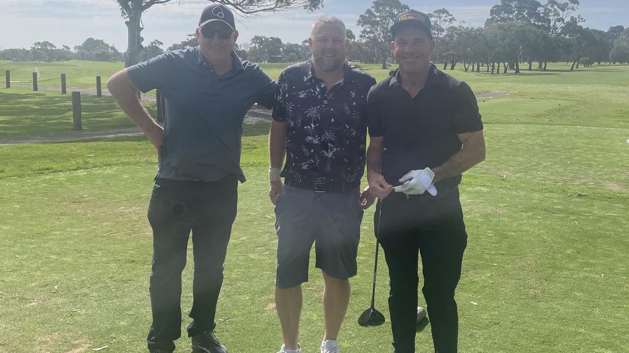 Dennis Quaid with Coryn Hall (middle) at Werribee Park Golf Club