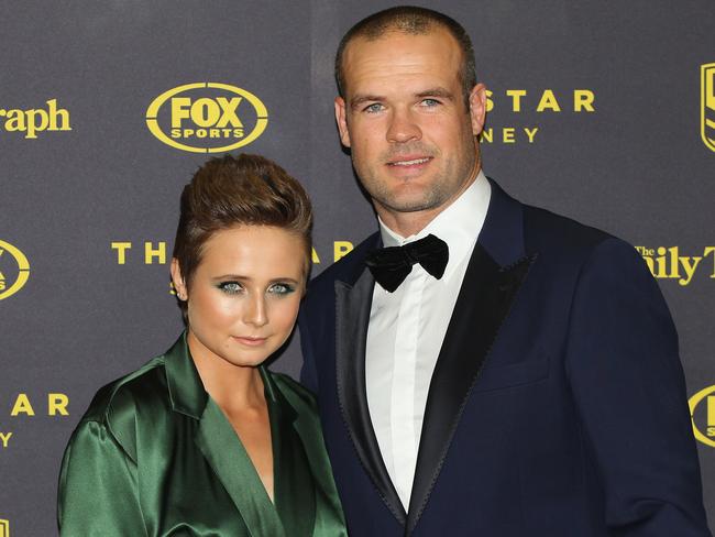 We think ‘sexy’ is an understatement — Tessa, pictured with her NRL husband Nate Myles, was the absolute star of the red carpet last night. Photo: Don Arnold/Getty Images